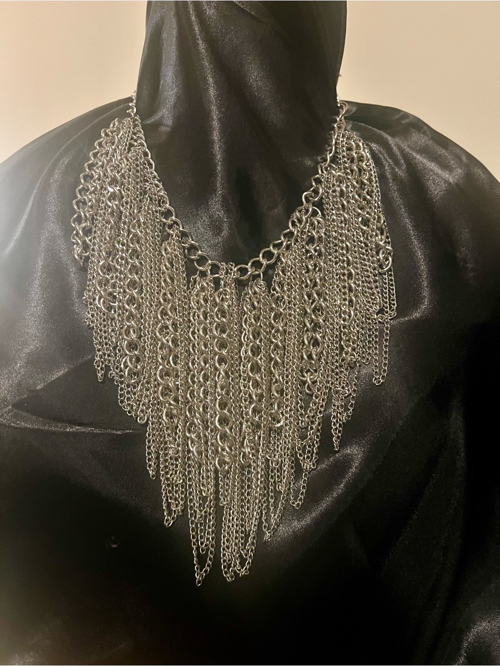 Silver Fringe Statement Necklace - Women Jewelry